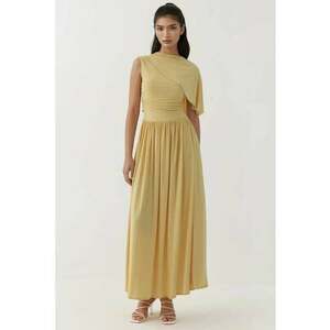 Rochie maxi cu guler asimetric - Galben lamaie imagine