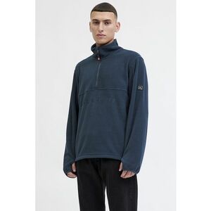Bluza de trening cu fermoar si imprimeu logo - Albastru petrol imagine