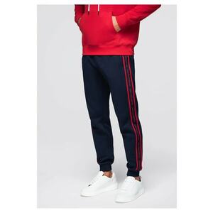 Pantaloni sport jogger cu dungi OM-PASK-0284 - Albastru inchis imagine