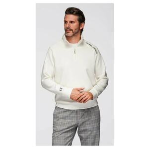 Bluza cu guler inalt cu fermoar si imprimeu contrastant OM-SSZP-0211 - Alb imagine