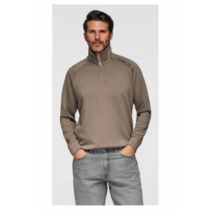 Bluza cu guler inalt cu fermoar si imprimeu contrastant OM-SSZP-0211 - Maro imagine