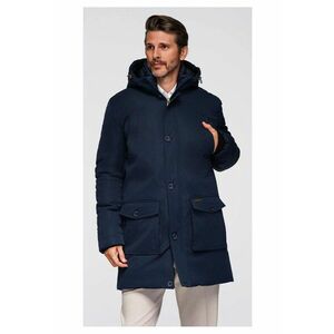 Parka eleganta cu buzunare cargo si gluga OM-JAPJ-0287 - Albastru inchis imagine