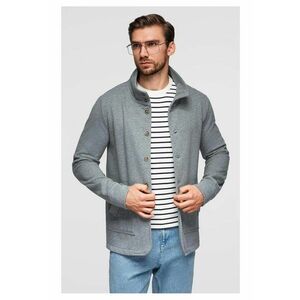 Hanorac elegant cu nasturi si guler inalt OM-SSZP-0240 - Gri melange imagine