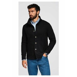 Hanorac elegant cu nasturi si guler inalt OM-SSZP-0240 - Negru imagine
