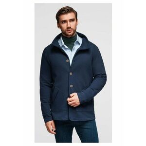 Hanorac elegant cu nasturi si guler inalt OM-SSZP-0240 - Albastru inchis imagine