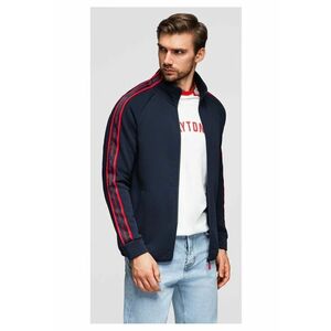 Bluza cu fermoar cu dungi si guler inalt OM-SSZP-0224 - Albastru inchis imagine