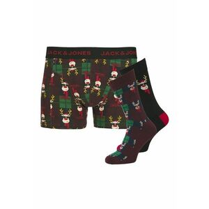 Set de boxeri si sosete lungi cu tematica de Craciun - 3 piese - Verde/Visiniu/Negru imagine