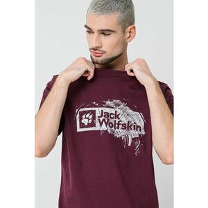 Tricou cu imprimeu si decolteu la baza gatului - Violet tyrian imagine