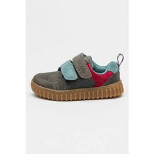 Pantofi sport din piele si piele intoarsa cu inchidere cu barete velcro Cove - Gri imagine