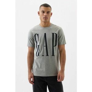 Tricou cu logo supradimensionat si decolteu la baza gatului - Negru/Gri deschis melange imagine