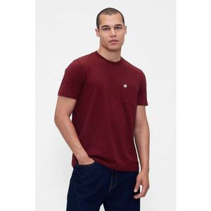 Tricou de bumbac organic cu buzunar pe piept - Rosu inchis imagine