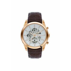 Ceas barbatesc model WWG401003L - cu curea maro - carcasa rotunda din otel rose gold - cadran alb - rezistenta la apa 5 ATM imagine