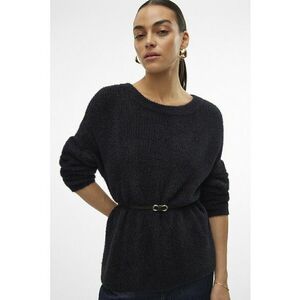 Pulover lejer si pufos cu decolteu barcuta - Negru imagine
