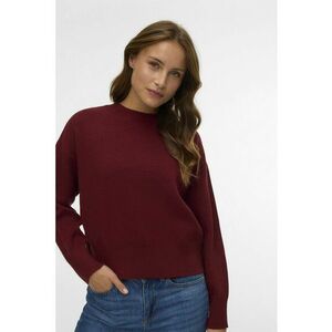 Pulover cu decolteu la baza gatului si model uni - Rosu imagine