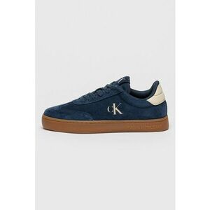 Pantofi sport low-cut din piele intoarsa cu model clasic si talpa cupsole - Crem/Bleumarin imagine