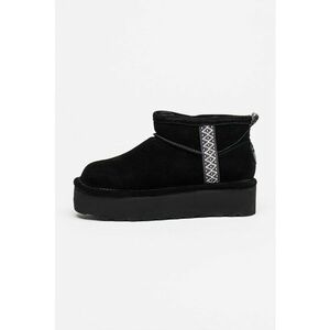 Ghete slip-on flatform din piele intoarsa - Alb/Negru/Albastru azur imagine