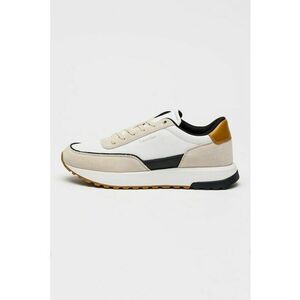 Pantofi sport din piele cu garnituri de piele intoarsa - Alb/Bej imagine