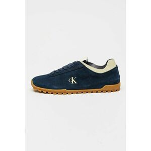 Pantofi sport low-cut de piele intoarsa cu garnituri de piele - Bleumarin imagine
