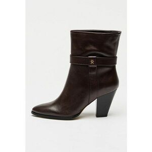 Botine de piele cu toc cubanez - Maro imagine