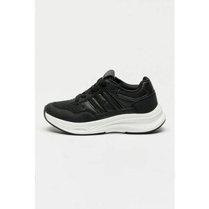 Pantofi sport de piele ecologica si material textil - Negru imagine