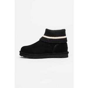 Ghete slip-on din piele intoarsa - Negru stins/Alb murdar imagine