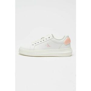 Pantofi sport low-cut de piele si piele ecologica - Alb/Roz imagine