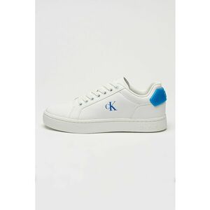 Pantofi sport de piele si piele ecologica cu logo - Alb/Albastru imagine