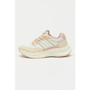 Pantofi sport de piele ecologica si material textil - Alb murdar/Nude imagine