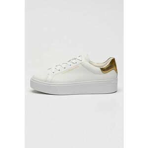 Pantofi sport flatform de piele cu logo - Alb/Auriu imagine
