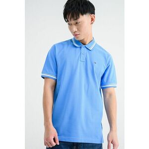 Tricou regular fit cu terminatii contrastante - Alb/Albastru deschis imagine