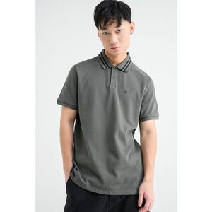 Tricou polo din bumbac - Alb/Kaki imagine