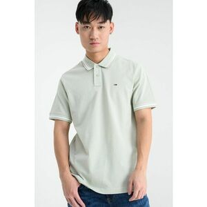 Tricou regular fit cu terminatii contrastante - Alb/Verde pal imagine