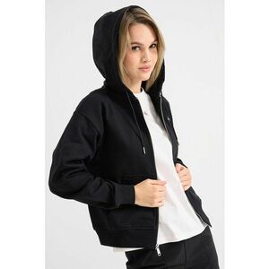 Hanorac cu fermoar si maneci cazute - Negru imagine