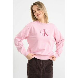 Bluza de trening cu maneci cazute si imprimeu logo - Visiniu/Roz pastel imagine
