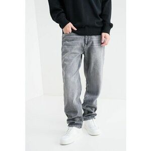 Blugi regular fit cu aspect decolorat - Gri inchis melange imagine
