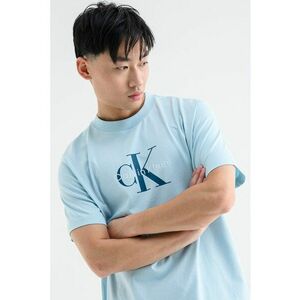 Tricou din bumbac cu imprimeu logo - Albastru aquamarin/Albastru petrol imagine