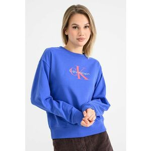 Bluza de trening cu maneci cazute si imprimeu logo - Albastru indigo/Rosu vermillion imagine