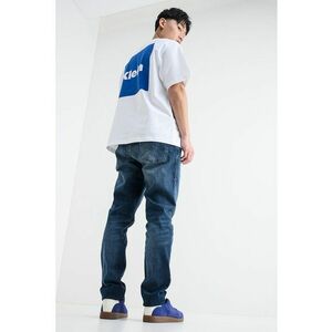 Tricou cu imprimeu pe partea din fata si spate - Alb/Albastru inchis imagine