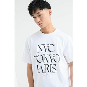 Tricou cu decolteu la baza gatului si text - Alb/Negru imagine