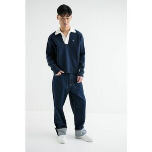 Pulover polo lejer - Alb/Bleumarin imagine