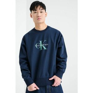 Bluza de trening din amestec de bumbac cu imprimeu logo - Albastru ultramarin/Verde aquamarin imagine