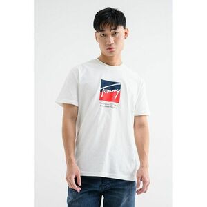 Tricou cu logo si decolteu la baza gatului - Rosu inchis/Alb murdar/Bleumarin imagine