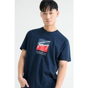 Tricou cu logo si decolteu la baza gatului - Rosu/Alb optic/Bleumarin imagine