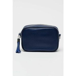 Geanta crossbody din piele cu accesoriu canaf - Albastru inchis imagine