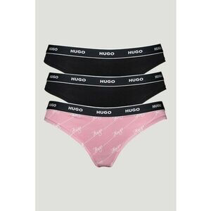 Set de chiloti tanga cu imprimeu - 3 perechi - Negru/Roz prafuit imagine