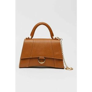 Geanta crossbody de piele cu clapa - Maro scortisoara imagine