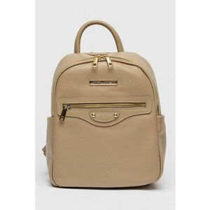 Rucsac de piele cu aplicatie logo - Maro taupe imagine