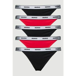 Set de chiloti tanga cu banda logo in talie - 5 perechi - Rosu/Negru imagine