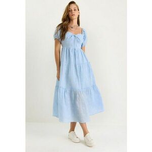 Rochie maxi HiCCUP decolteu inima - albastru - textil - Albastru deschis imagine