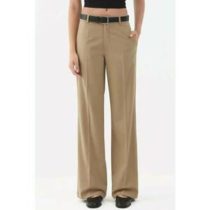 Pantaloni dama - drepti - talie normala - textil - bej imagine